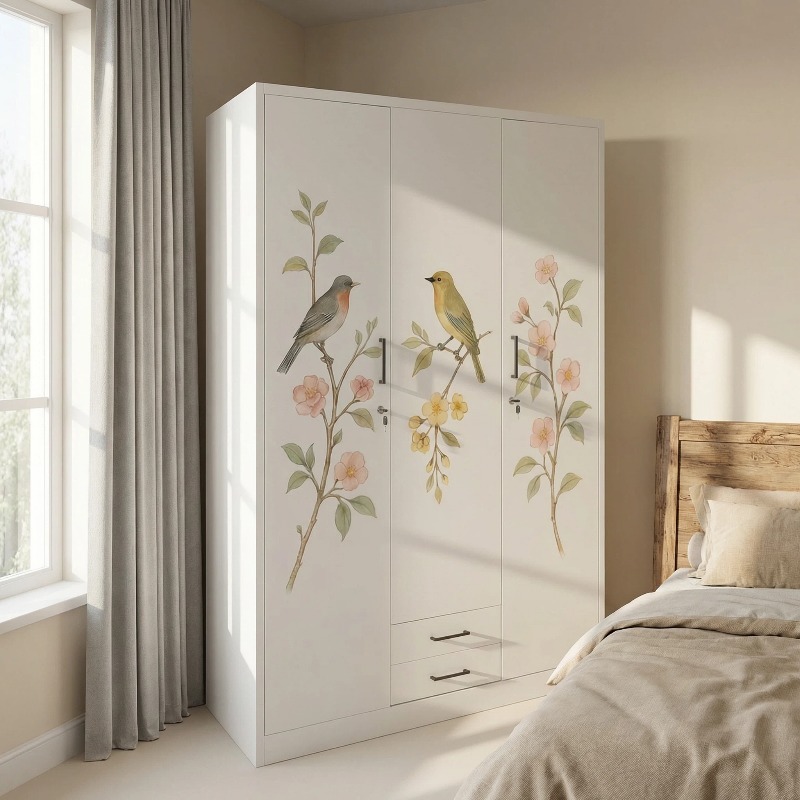 Steel Wardrobe 3 Doors - Bird